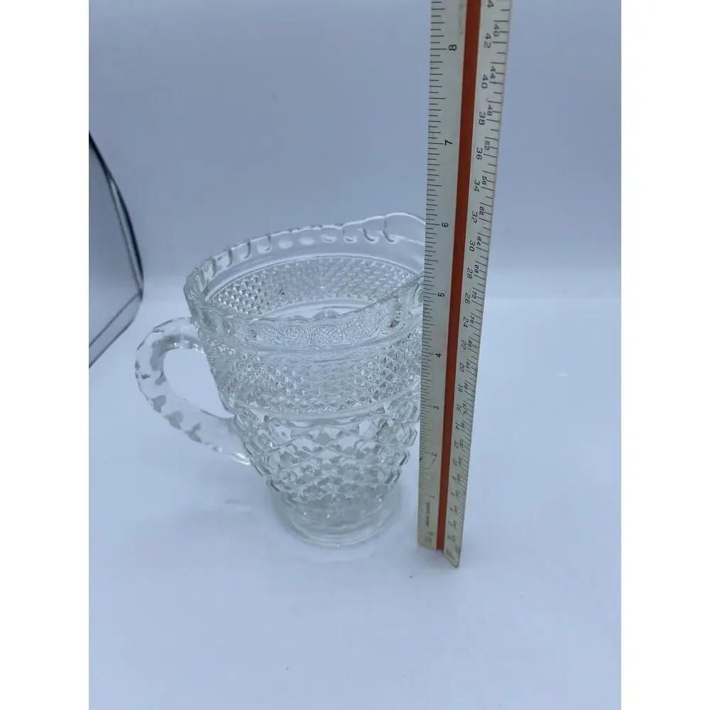 Antique Clear Glass Thick Heavy Decorated Clear Glass Creamer